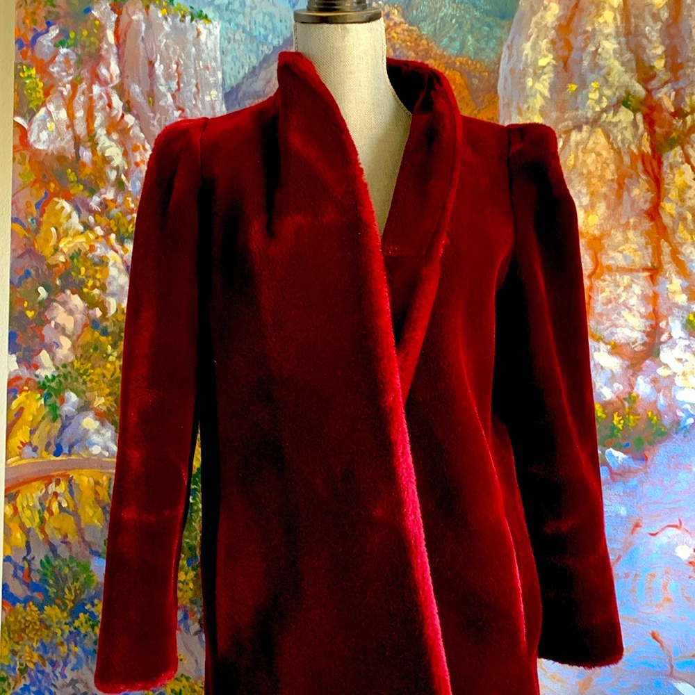 Vintage Faux Fur Deep Red Coat